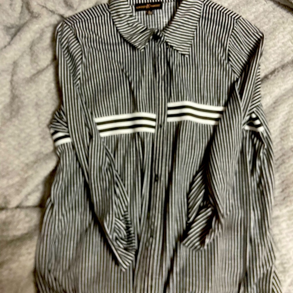 Black and white stripes blouse